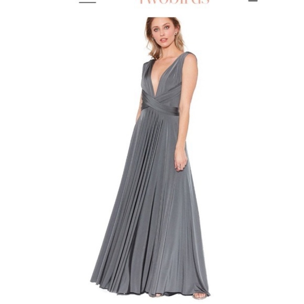 Two birds charcoal grey dress